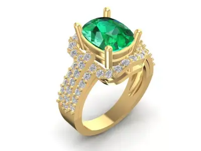 Luxury Emerald Gemstone Ring 1728 3D print model