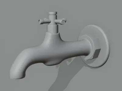 Wintage Water Tap and Wintage water pipe copper material Free 3D model