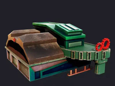 PBR low-poly game ready concept service station Low-poly 3D model