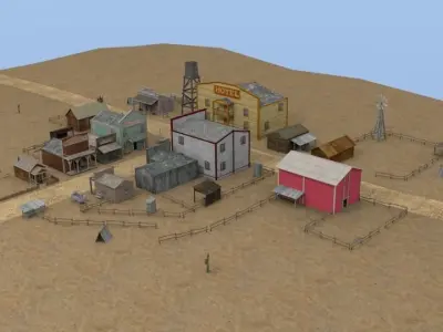Western town Free low-poly 3D model