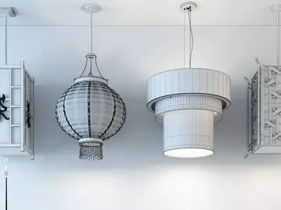 Chinese Hanging Lantern Collection 3D model