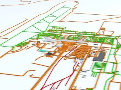 Domodedovo DME Moscow Airport Roads Buildings and Public Trans 3D model