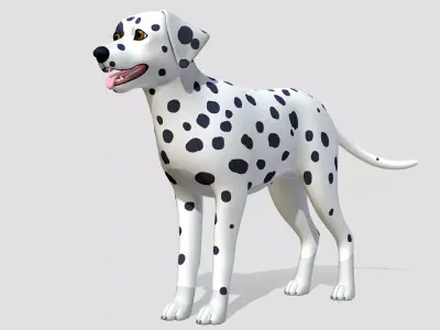Cartoon Dog - Dalmatian Low-poly 3D model