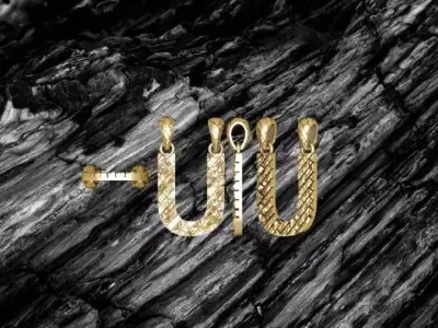 U  Letter Alphabet Tiles Texture Pendant 3D Print Model 3D print model