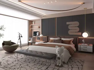Modern Bedroom Scene 30 3D model