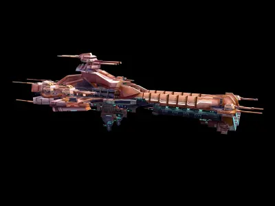 Extra large fortress type - big spaceship 01 3D model