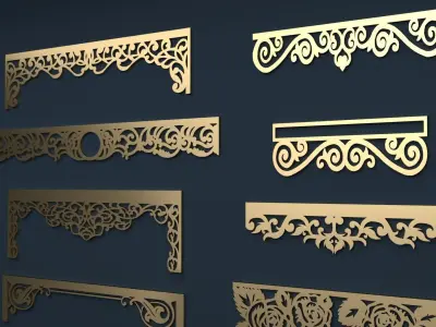 Collection of Curtain  accessories  3D model 01 3D model