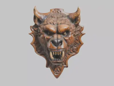 Wolf Head Wall Decor 3D Model Low-poly 3D model
