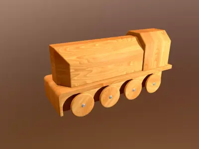 Wooden Toy Train - Engine 002 Low-poly 3D model