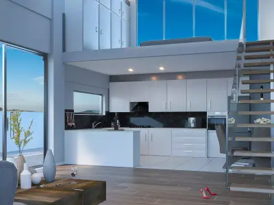 Two  level modern interior appartment 3D model