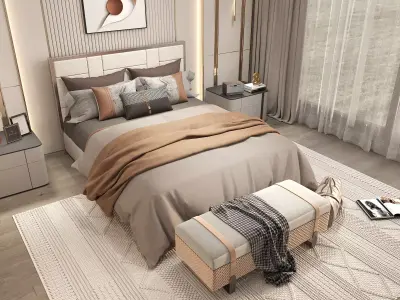Modern Bedroom Scene 37 3D model