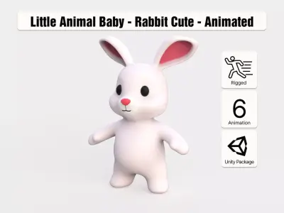 Little animal baby - Rabbit cute - Animated Low-poly 3D model