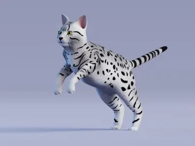 Low poly - Stylized cats - Egyptian Mau Cat Low-poly 3D model