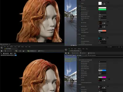 Unreal Enigine Ultimate Hair Shader Low-poly 3D model