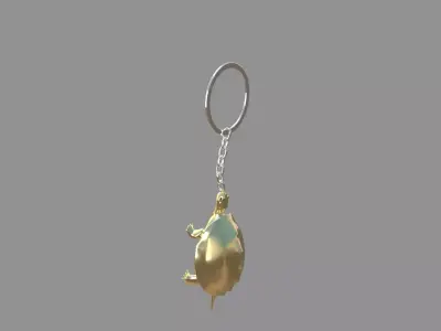 Turtle keychain golden 3D model