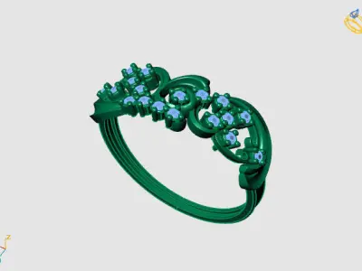 Women Ring Diamond Stone STL 3DM Lightweight Printable 3D print model 51