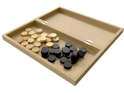 Checkers Draughts Board Table Strategy Game inside 3D model