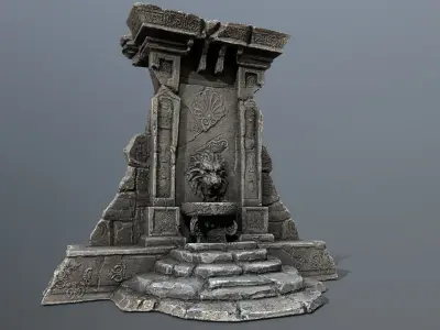Lion fountain Low-poly 3D model