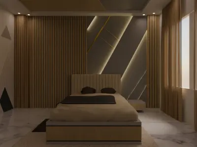 Modern Bedroom Model Game and Animation Ready 3D model