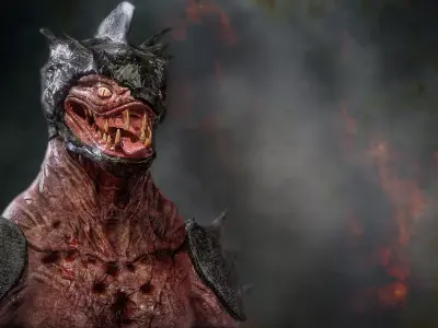 Reptile Bust Sketch 3D model