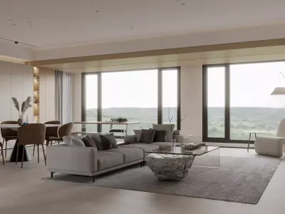 Modern living room dining room interior scenes 541 3D model