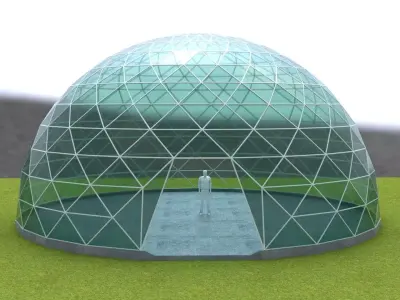 Dome triangular glass structure-panels architecture  engineering Low-poly 3D model