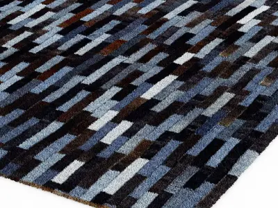 Restoration Hardware Denim Cowhide Patchwork Rug 3D model