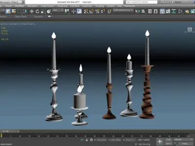 Holder Collection group of silver candle holders 3D model