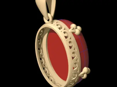 Luxury Classic Pendant Red Opal 3D print model