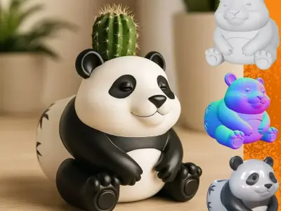 Cute Panda Figurine 3D Printable STL 3D print model
