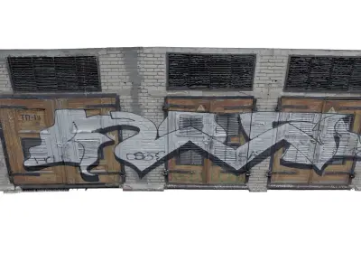 Electrical station with graffiti scan 29 Low-poly 3D model