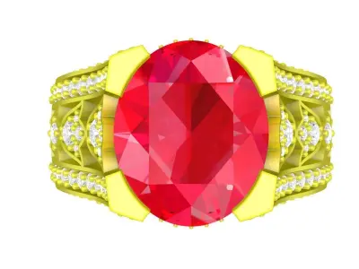 Luxury Oval Gemstone Split Shank Ring 3D Model  4531 3D print model