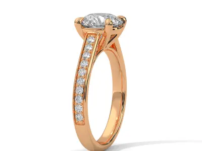 solitaire ring with detail images and 360 render videos 32 3D print model