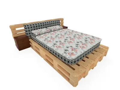 Bed with pallets 3D model