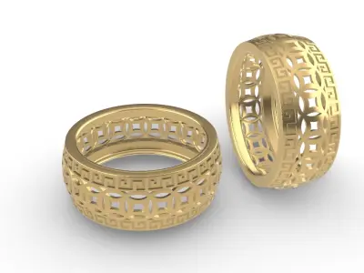 0263 Chinese Coin Ring 3D print model