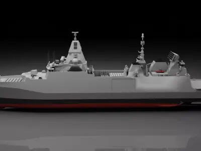 Frigate 3D model by MilitaryCG - Textured