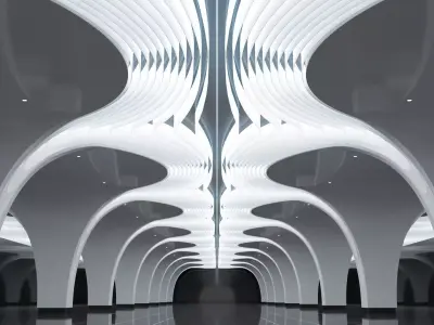 Futuristic Parametric Shanghai Subway Yuyuan Metro Station 3D model