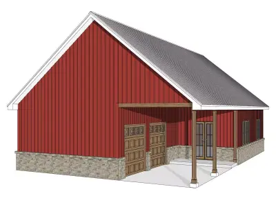 Barndominium House 010 -Archimple LLC Low-poly 3D model
