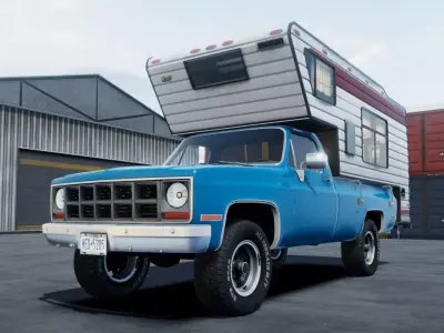 80s Camper Truck unity asset Low-poly 3D model