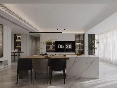 Modern living room dining room interior scenes 202 3D model