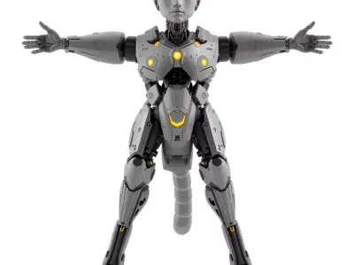 Futuristic Feline Robot model pack Low-poly 3D model
