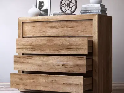 RECLAIMED RUSSIAN OAK 4-DRAWER DRESSER 3D model