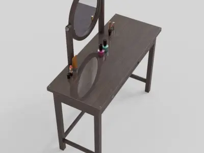 IKEA hemnes dressing table-round mirror Low-poly 3D model