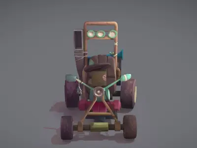 Moped toy tractor Low-poly 3D model