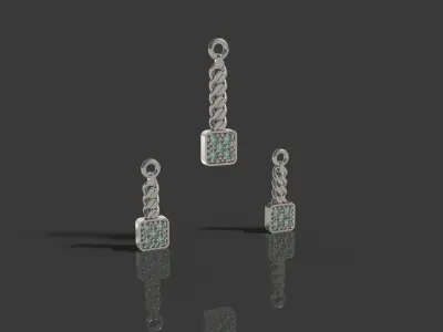 Baguette Stone Jewellery Set 3D print model