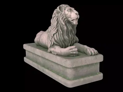 Lion statue moss Low-poly 3D model