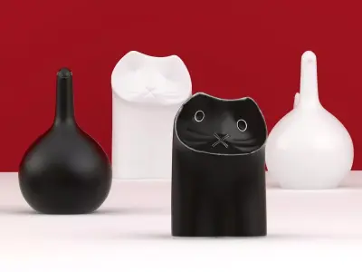 Animals cat salt and pepper shakers 3D model