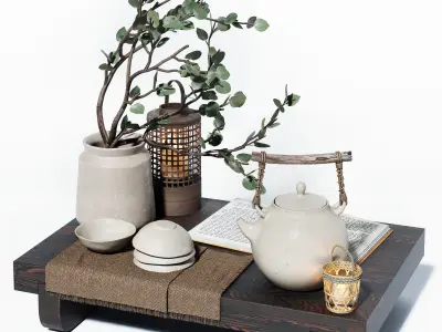 Warm colored tea set 3D model