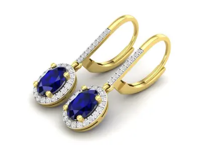 AV 429 Diamond Ladies Halo Style Dangling Drop 3D print model