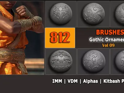 812 Brushes-Architectural Kitbash-Gothic- Imm-Vdm-Alphas Low-poly 3D model